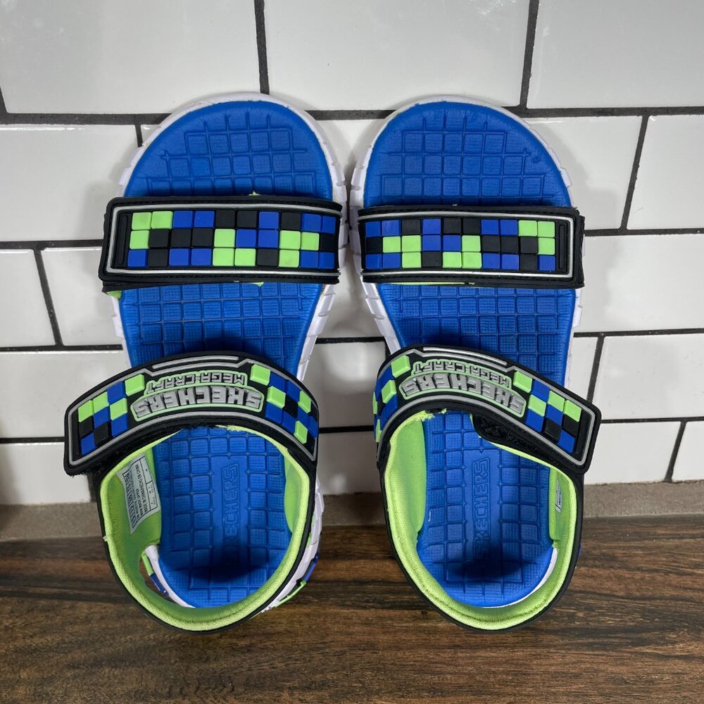 Skechers Mega Craft Little Boys Size 13 Shoes Black Blue Lime Adventure Sandals - Picture 7 of 14